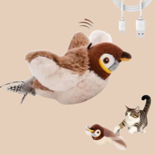 Jouet Oiseau Intelligent pour Chat – Activation par mouvement, sons réalistes & rechargeable USB